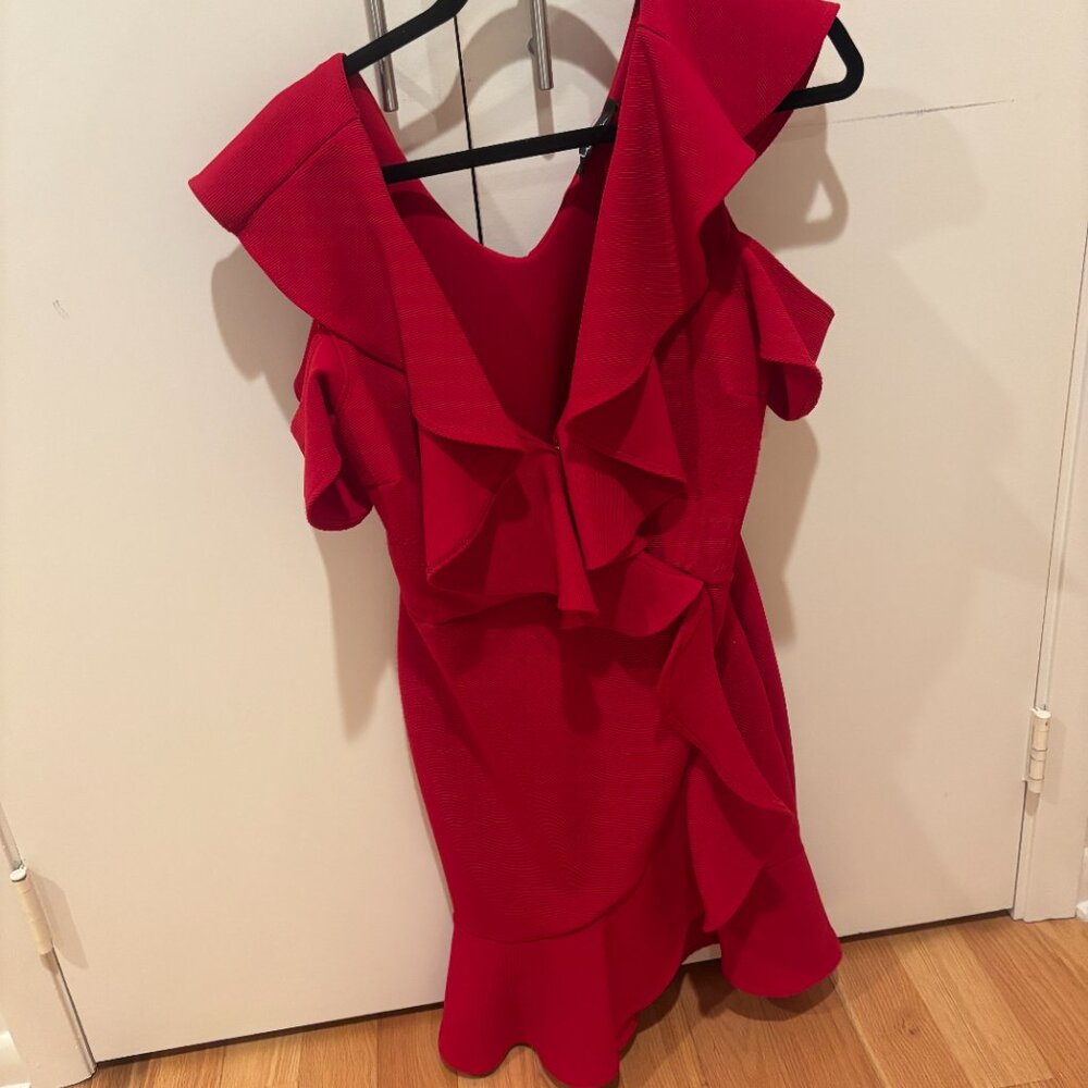 Red Cold-Shoulder Ruffle Dress, size XL - Picture 2 of 4